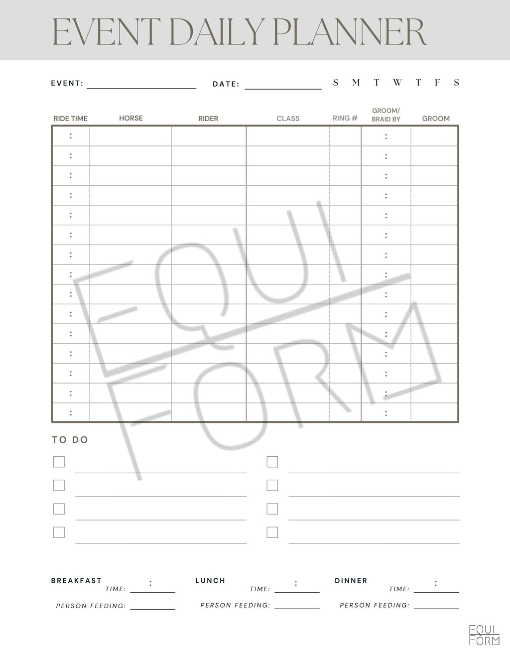 Equestrian Planner 2026-2028