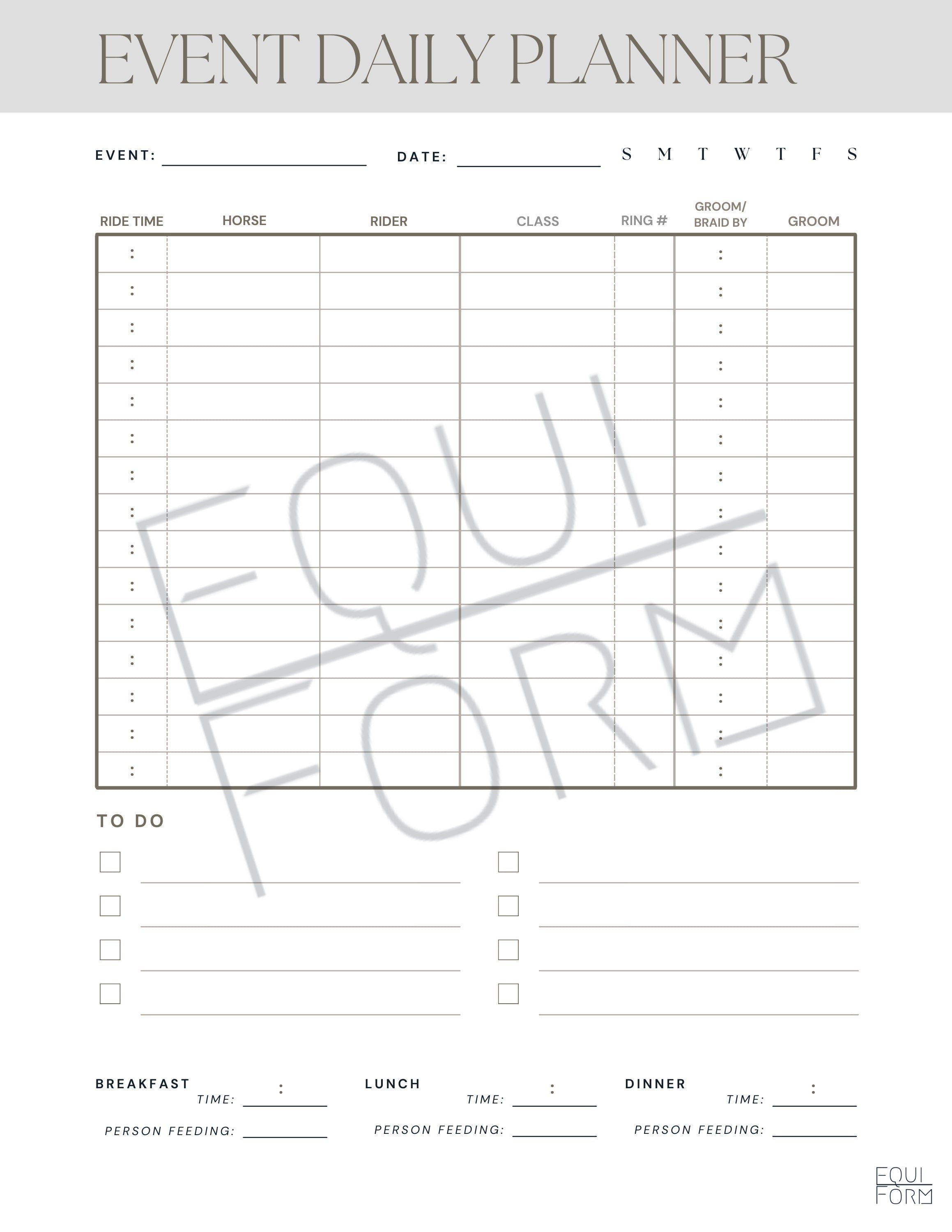 Equestrian Planner 2026-2028