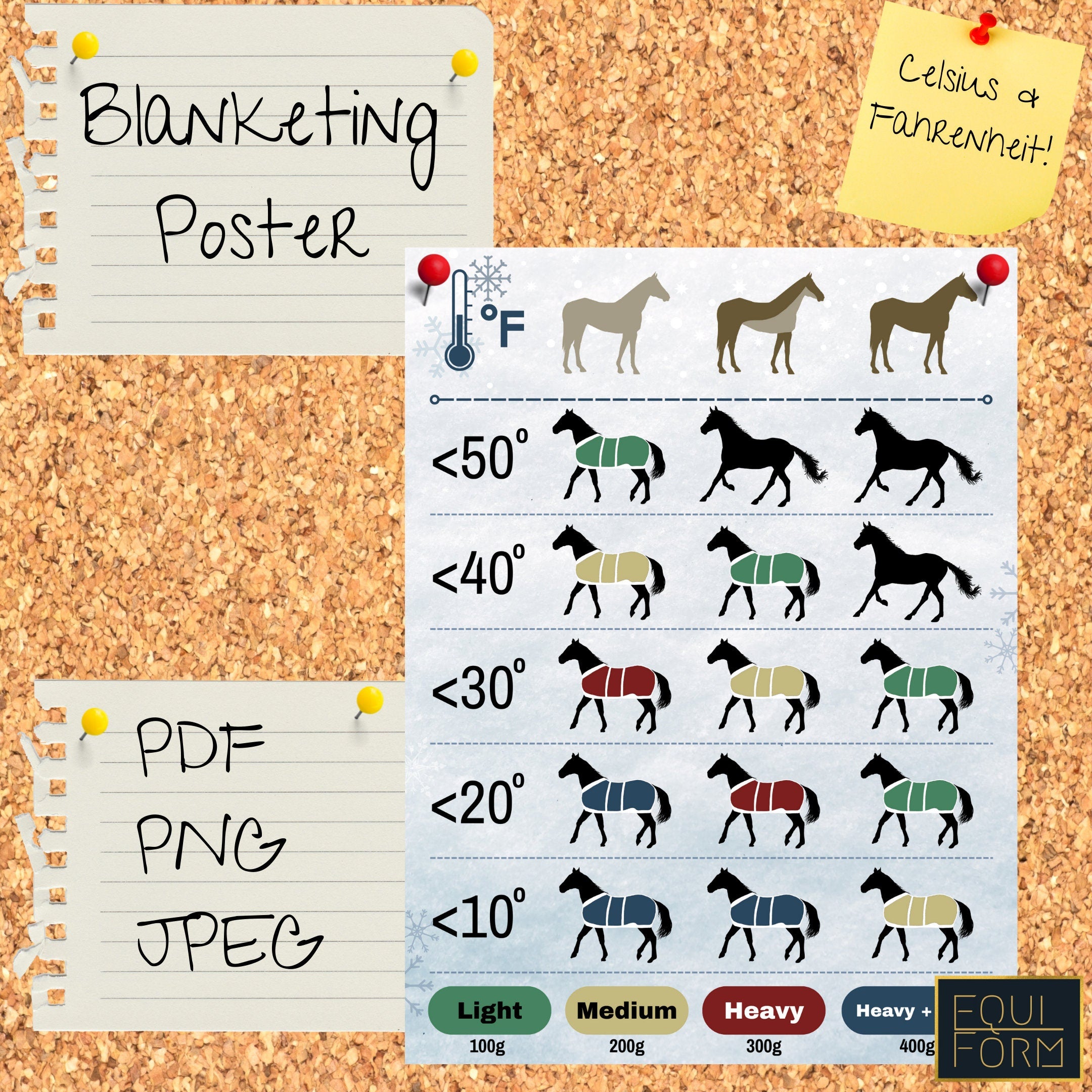 Horse Blanketing Poster Temperature Guide