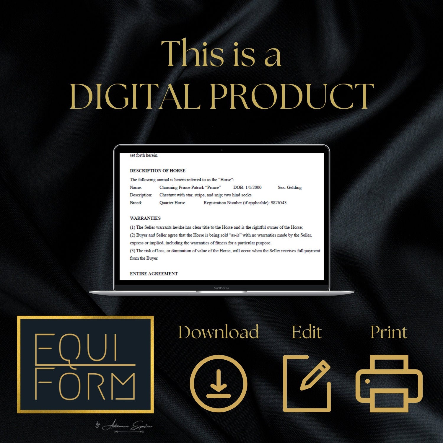 Simple Equine Bill of Sale