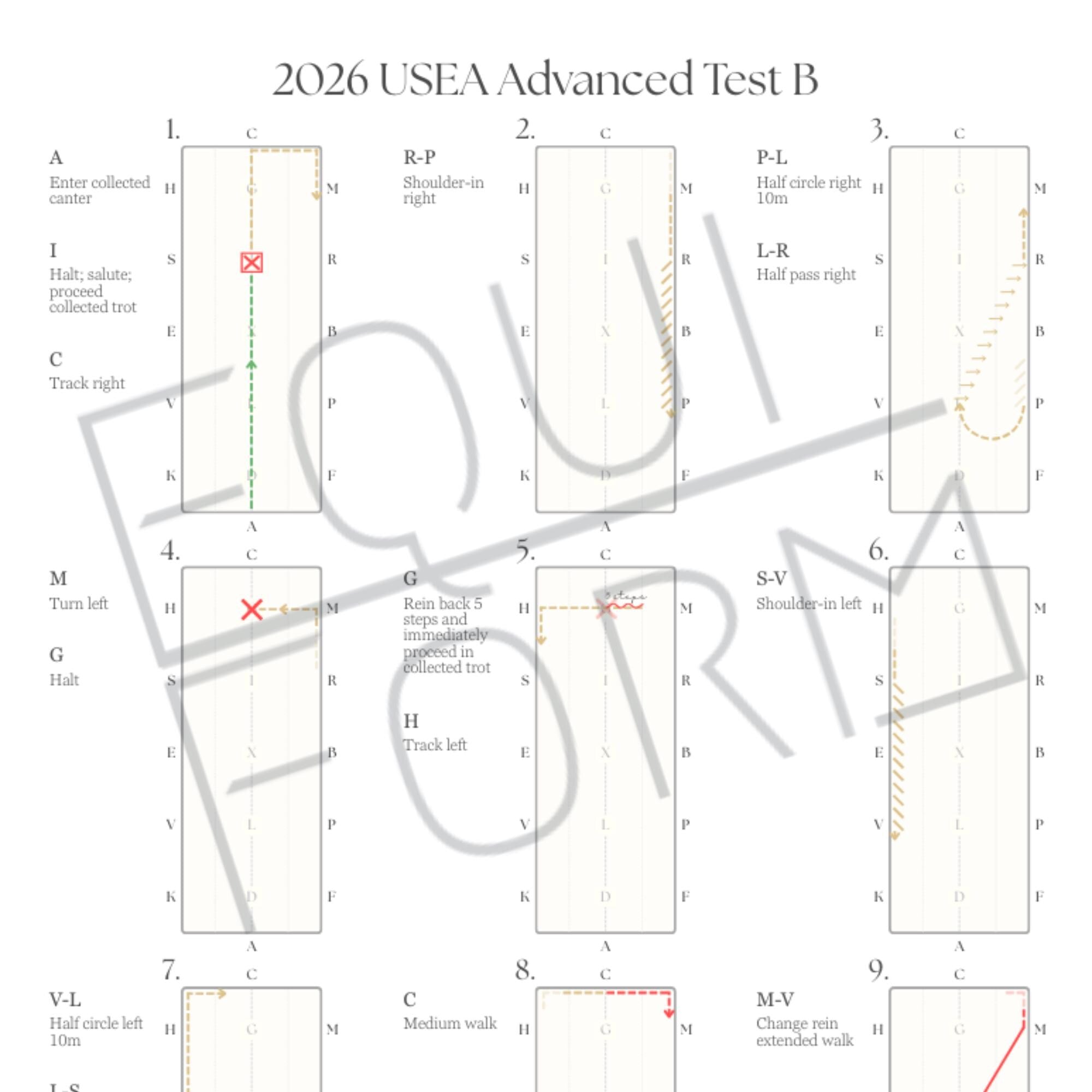 2026 USEA Advanced Dressage Test Diagrams