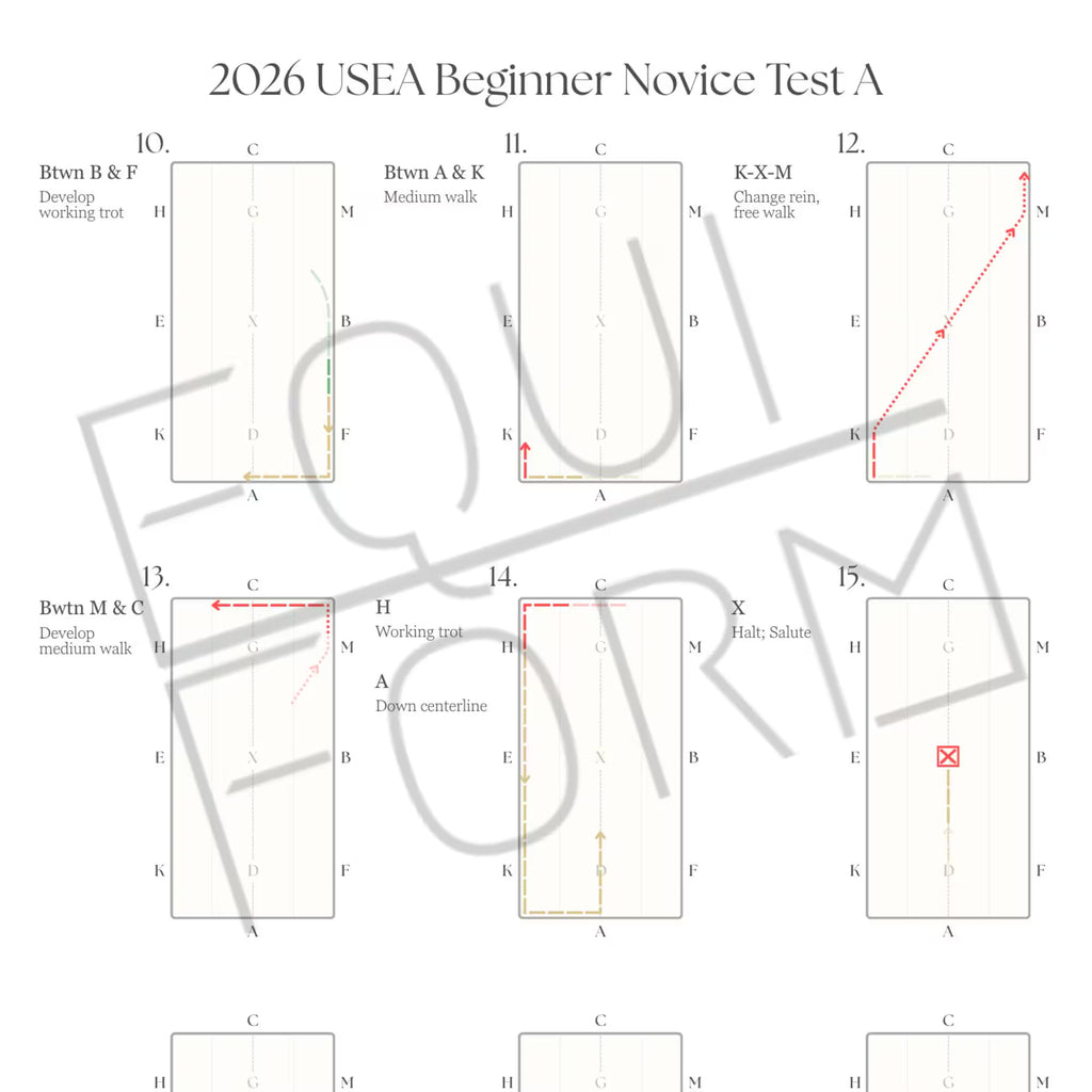2026 USEA Beginner Novice Dressage Test Diagrams