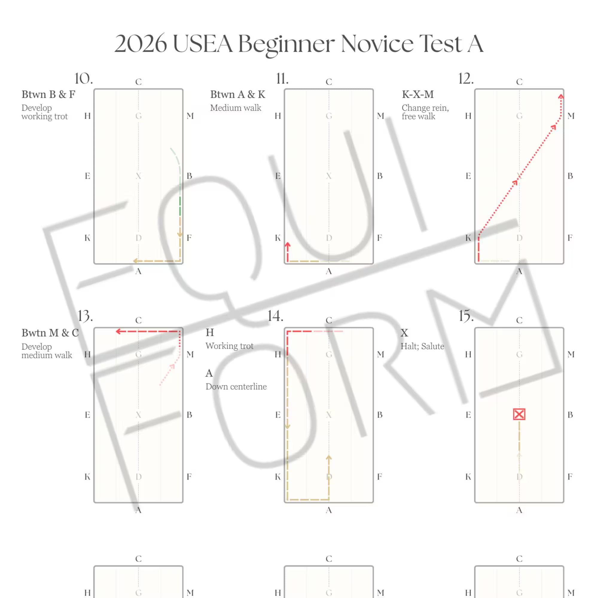 2026 USEA Beginner Novice Dressage Test Diagrams