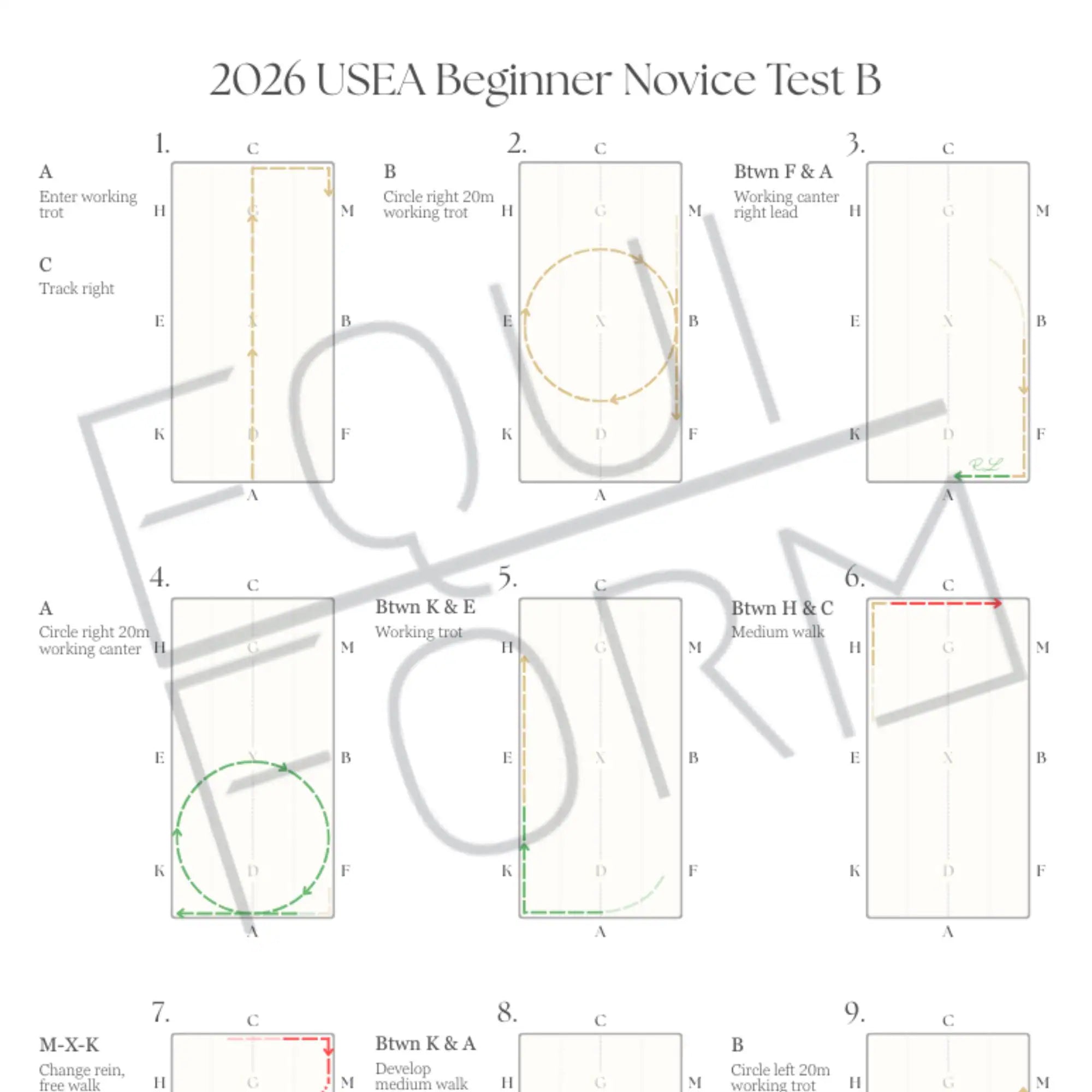 2026 USEA Beginner Novice Dressage Test Diagrams