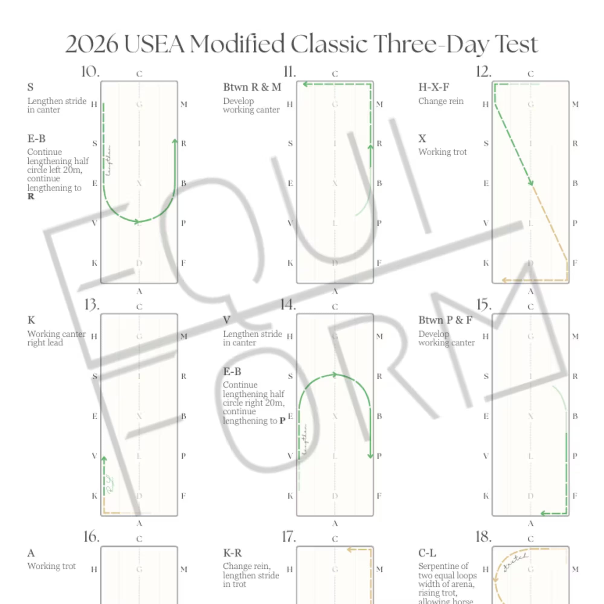 2026 USEA Modified Dressage Test Diagrams