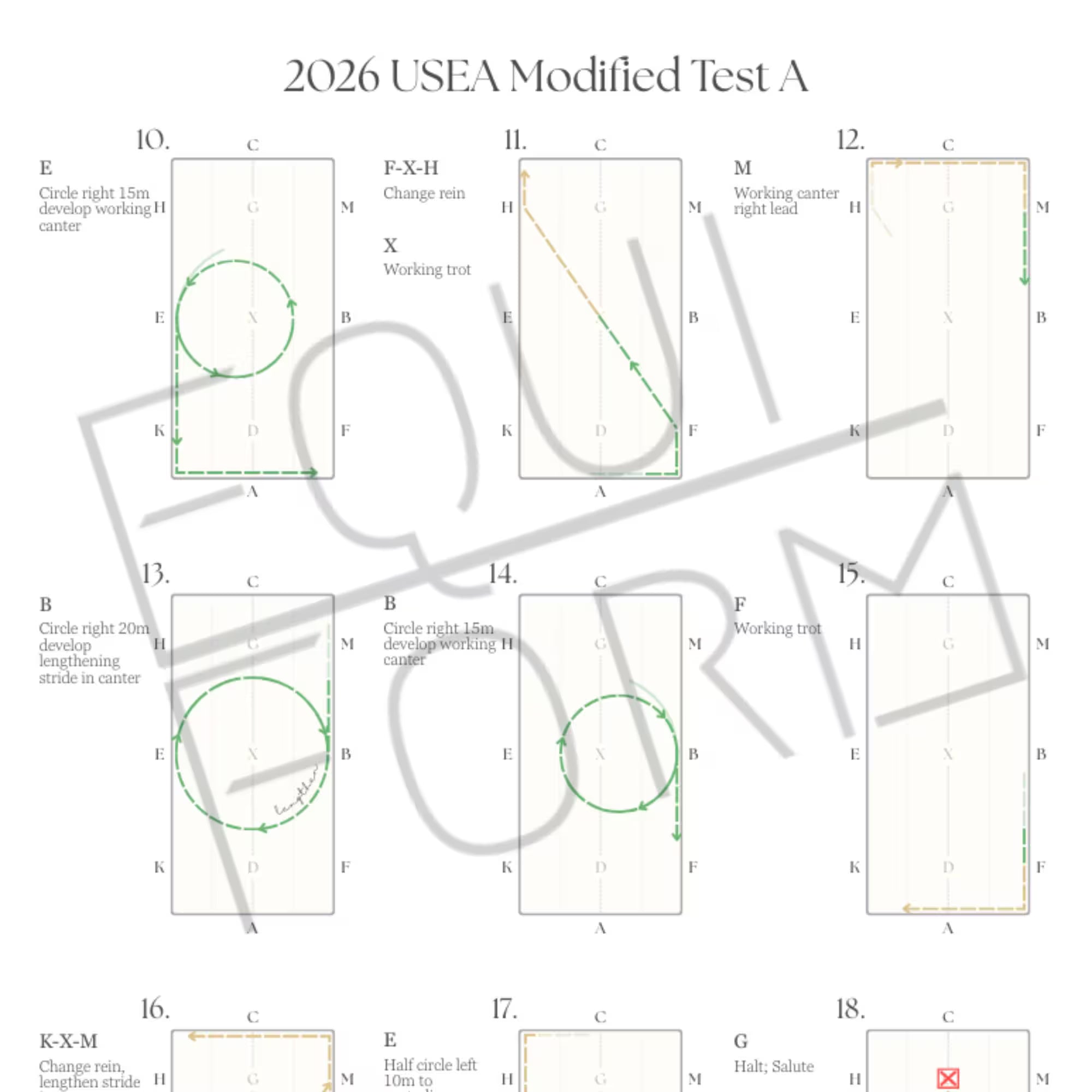 2026 USEA Modified Dressage Test Diagrams