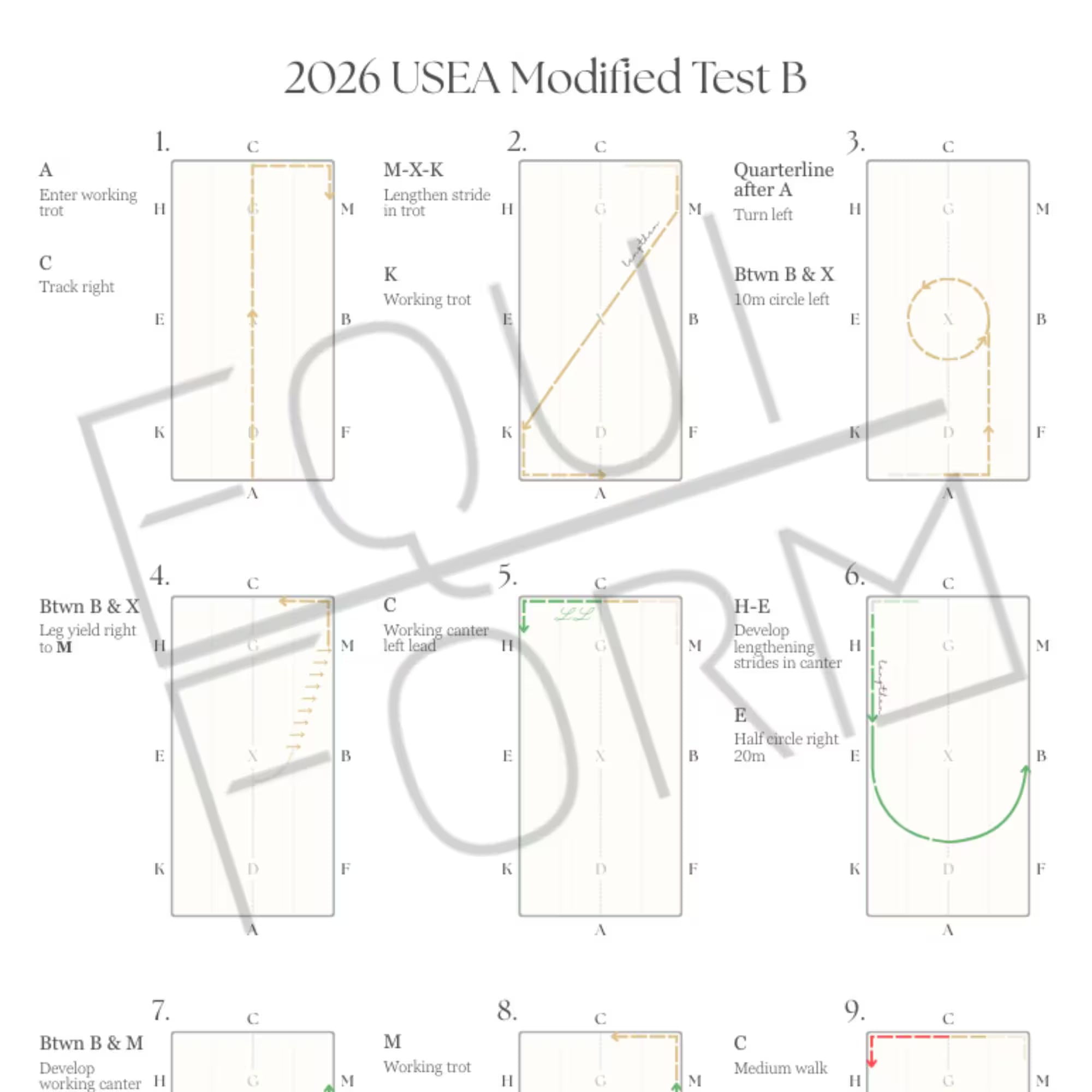 2026 USEA Modified Dressage Test Diagrams