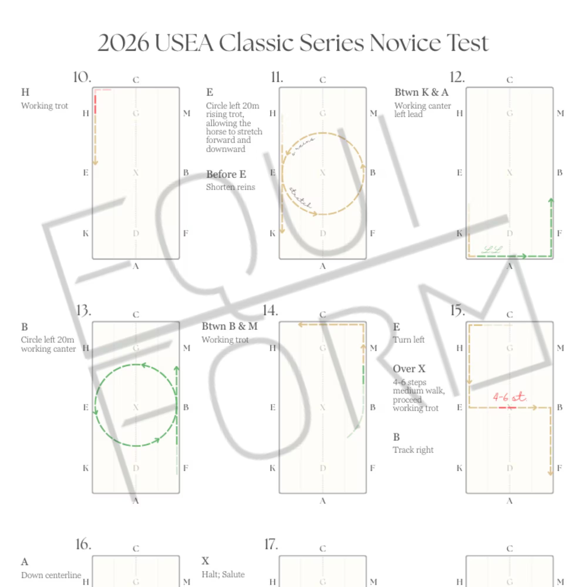 2026 USEA Novice Dressage Test Diagrams