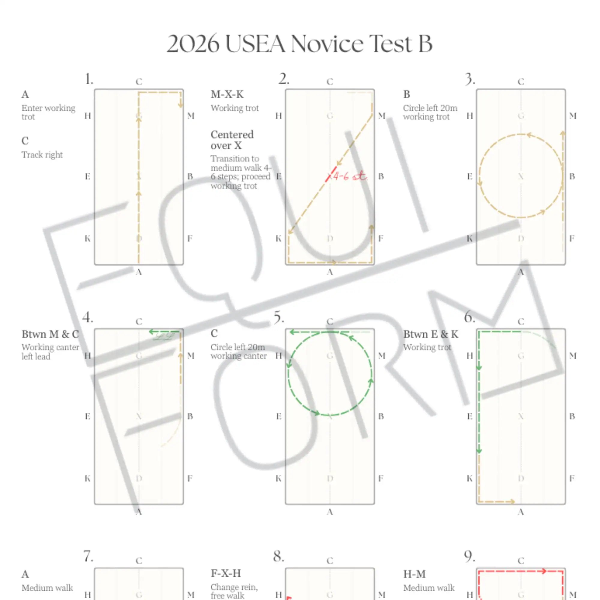2026 USEA Novice Dressage Test Diagrams