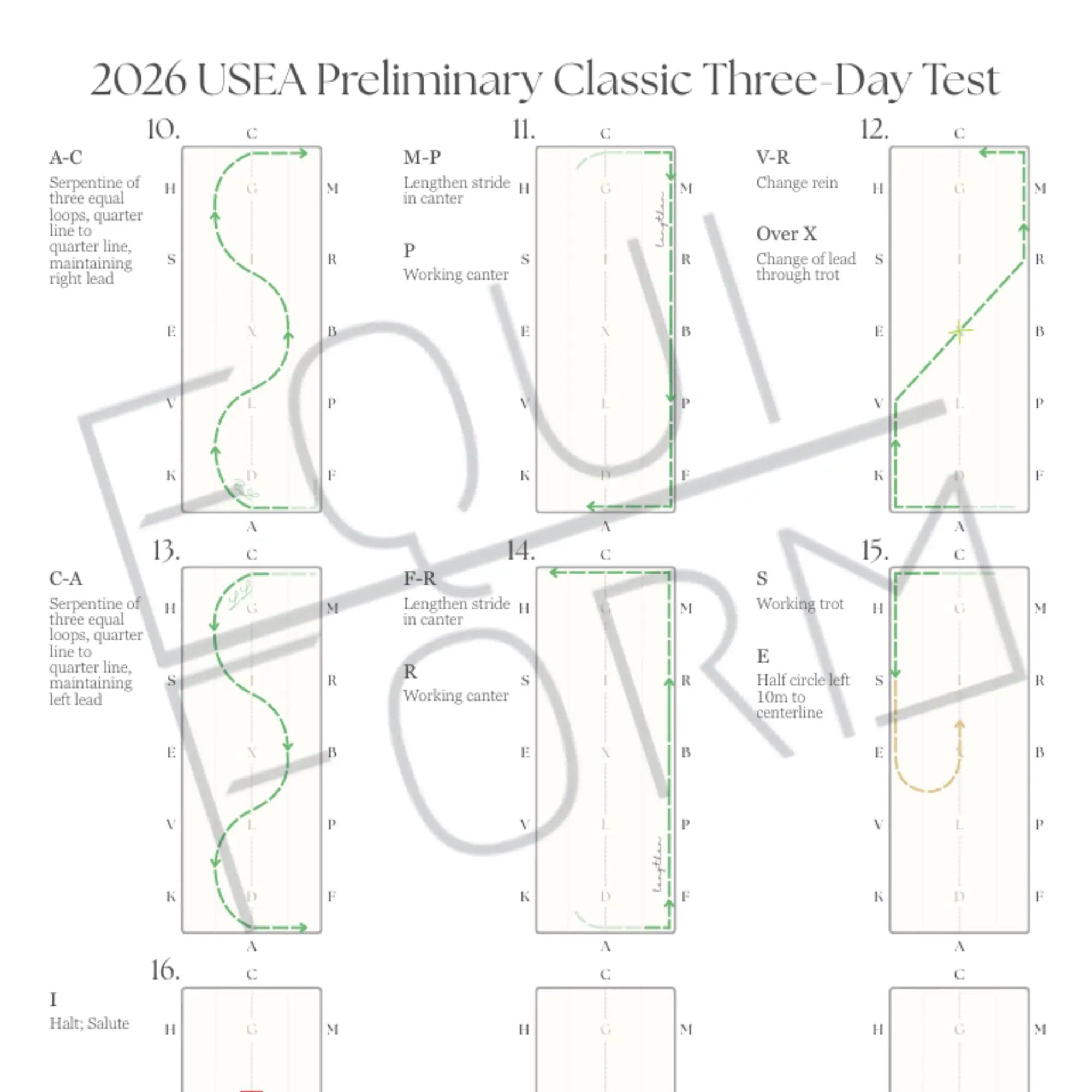 2026 USEA Preliminary Dressage Test Diagrams