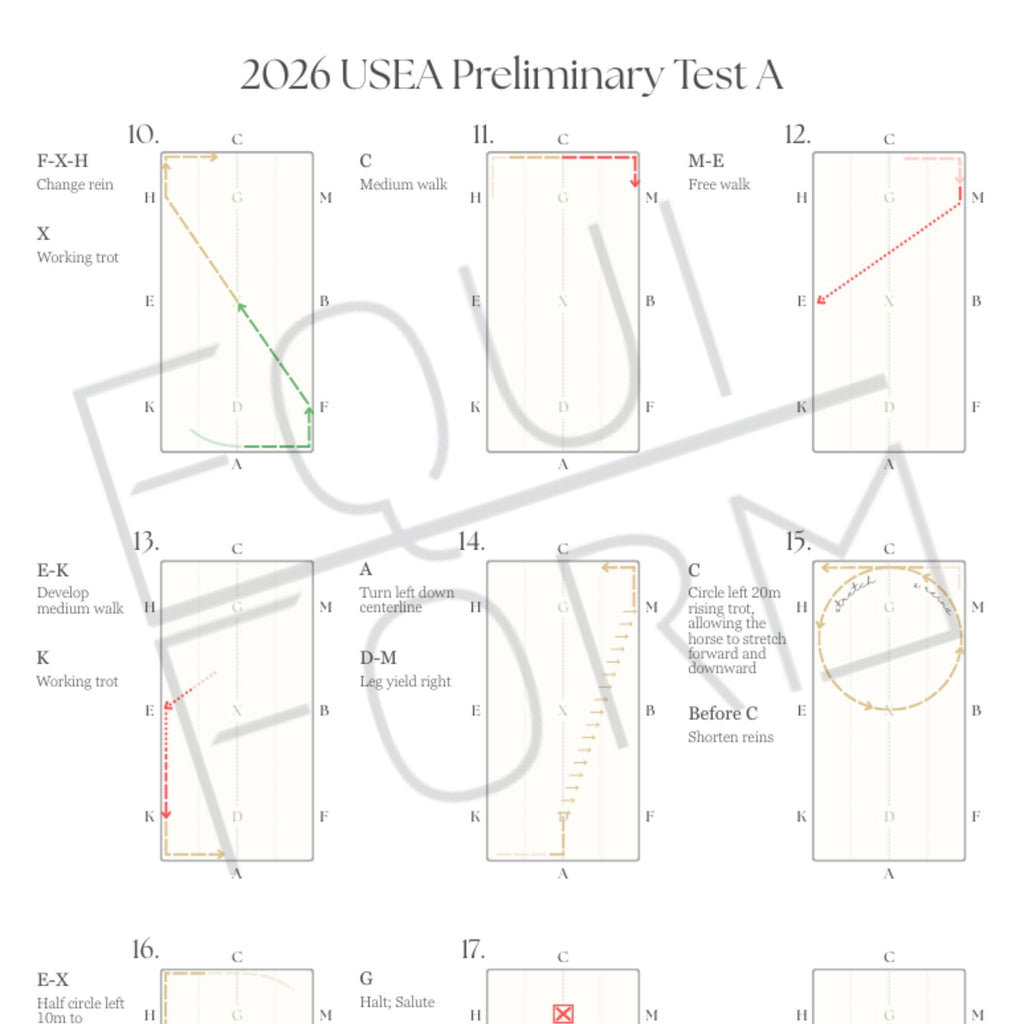 2026 USEA Preliminary Dressage Test Diagrams