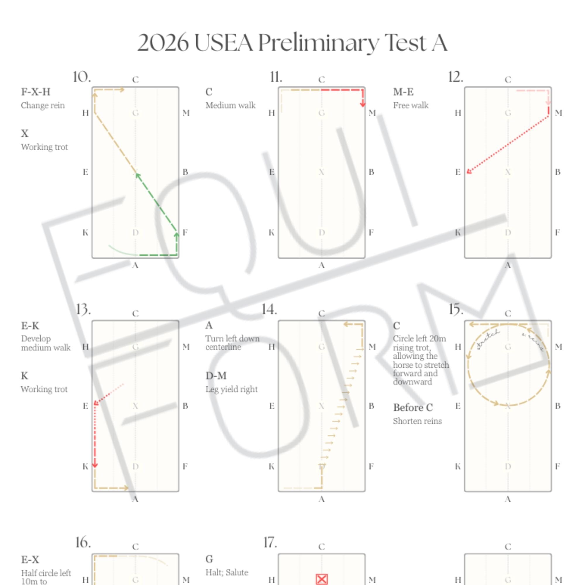 2026 USEA Preliminary Dressage Test Diagrams