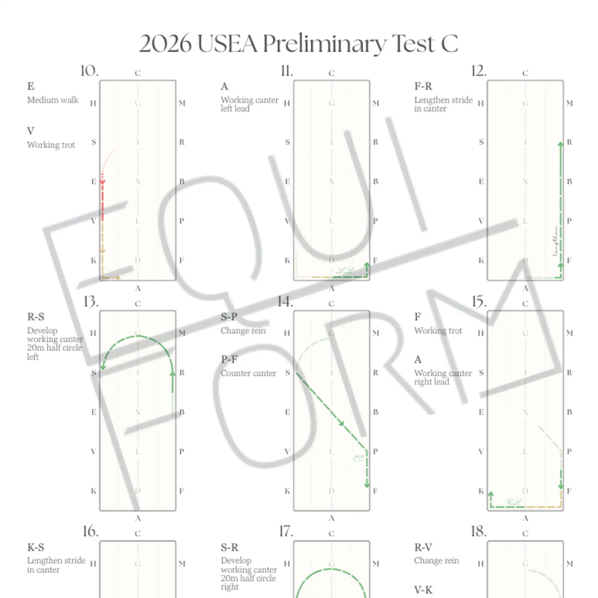 2026 USEA Preliminary Dressage Test Diagrams