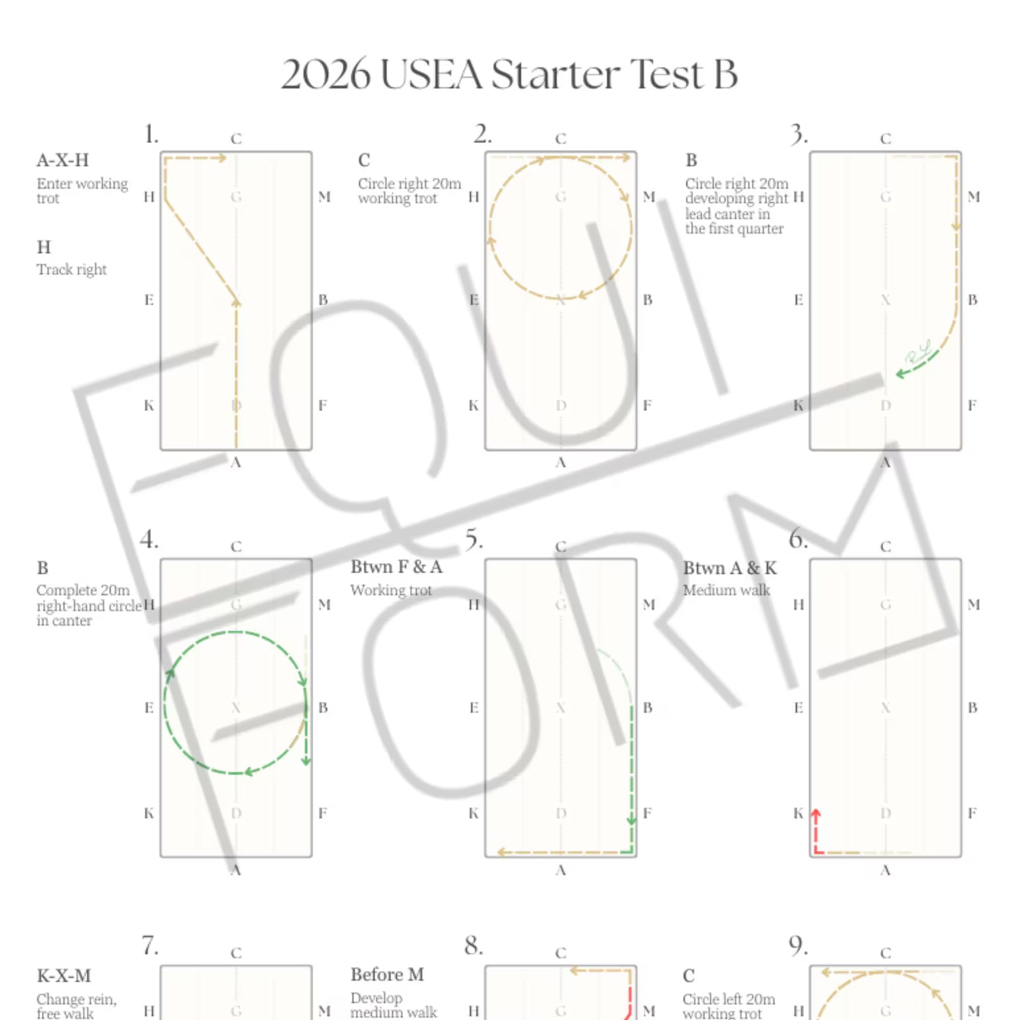 2026 USEA Starter Dressage Test Diagram