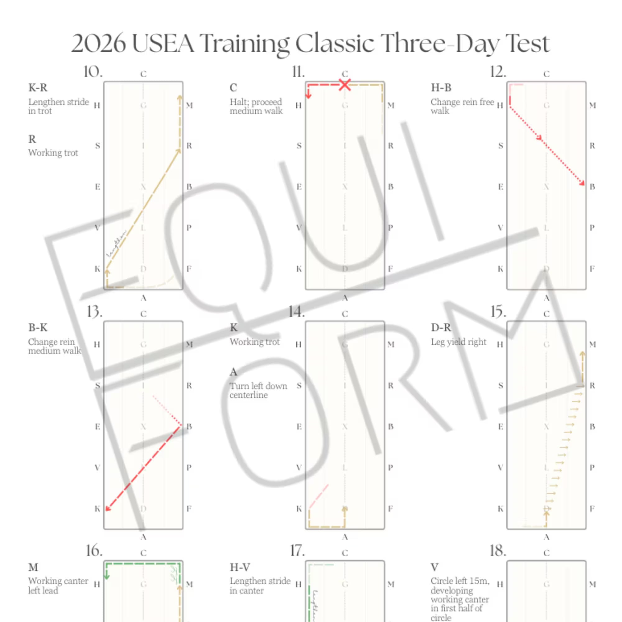 2026 USEA Training Dressage Test Diagrams