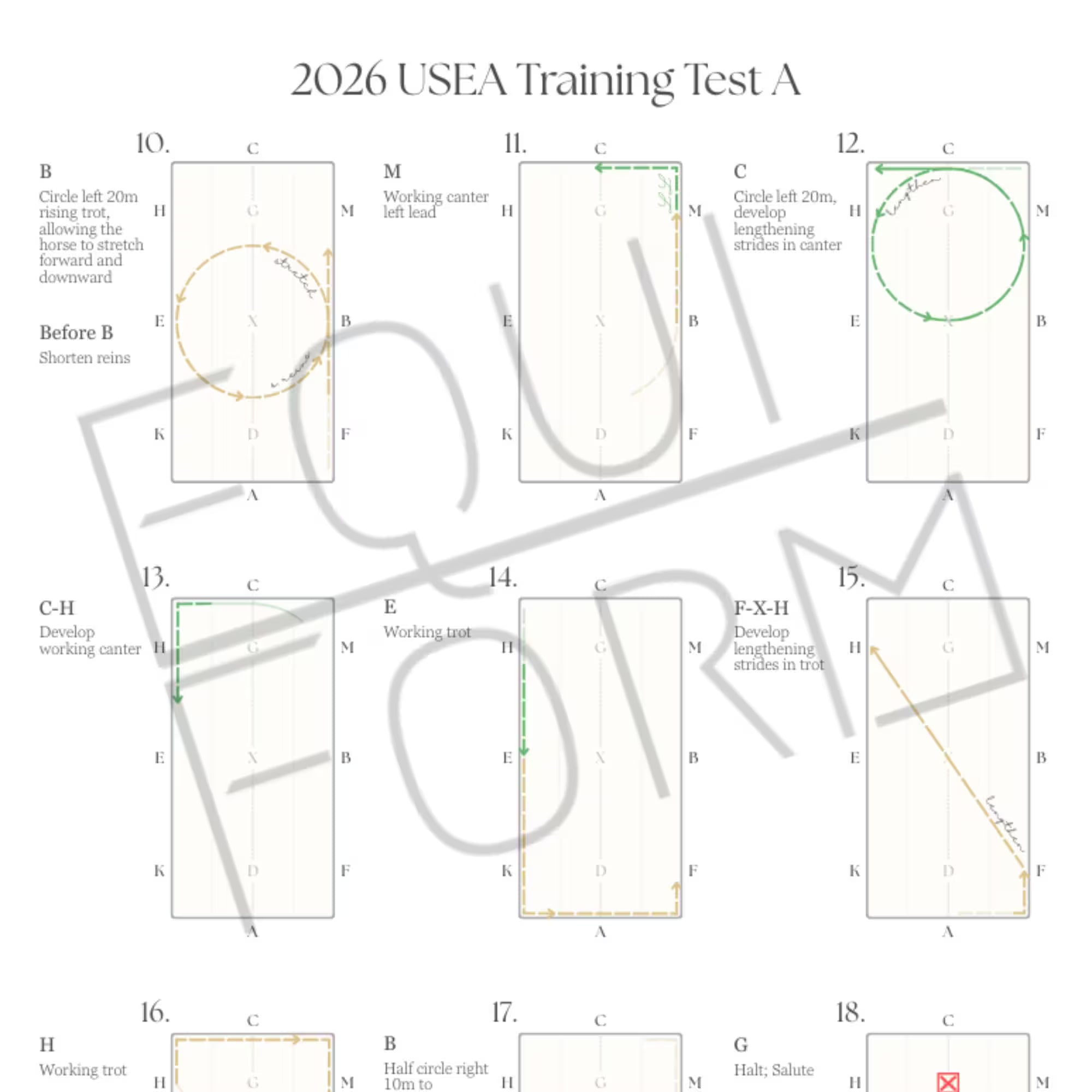 2026 USEA Training Dressage Test Diagrams