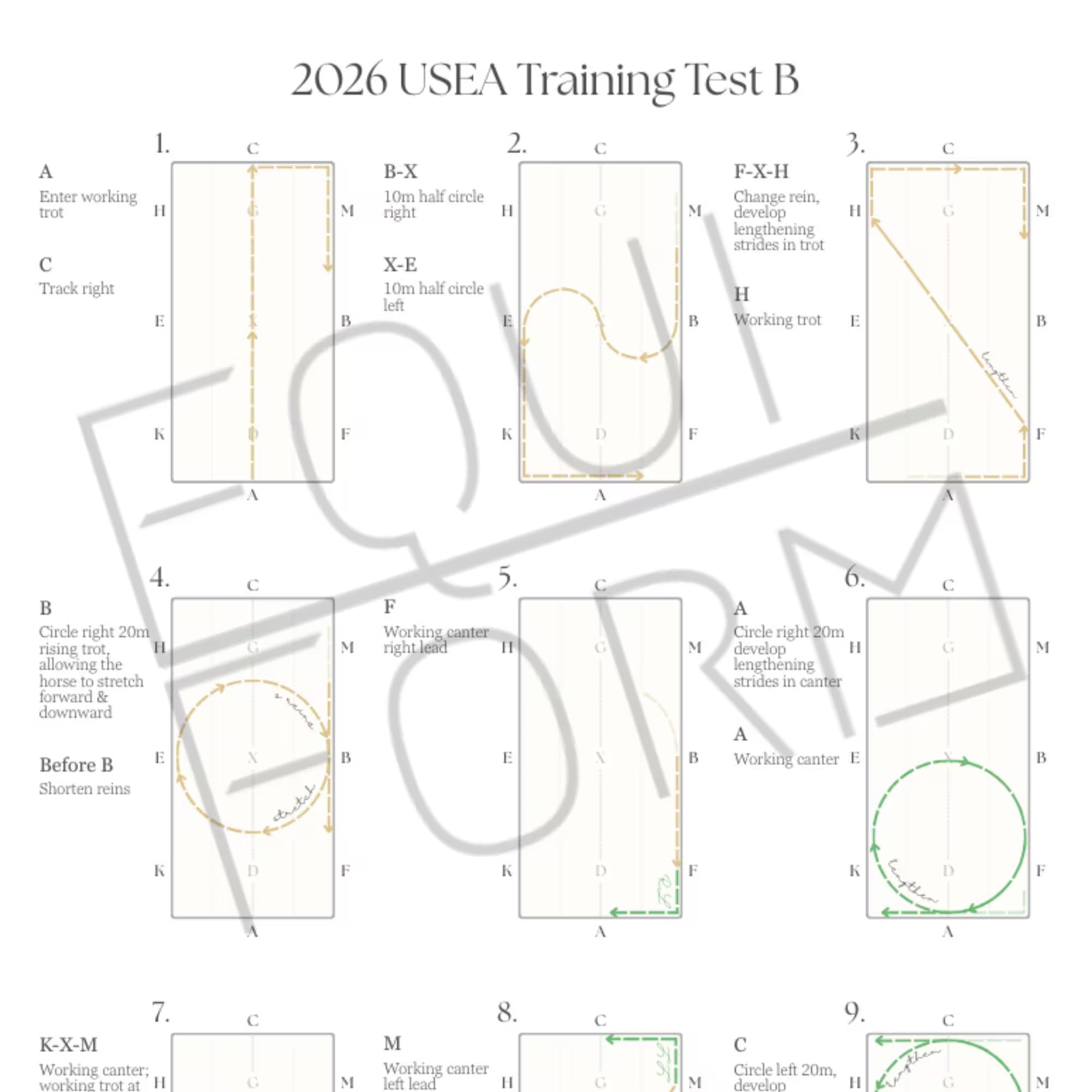 2026 USEA Training Dressage Test Diagrams