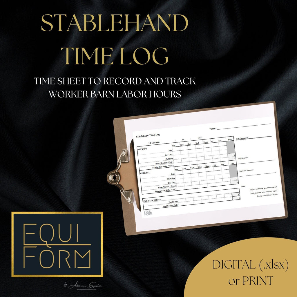 Time Sheet for Stablehands, Barn Employees, & Grooms