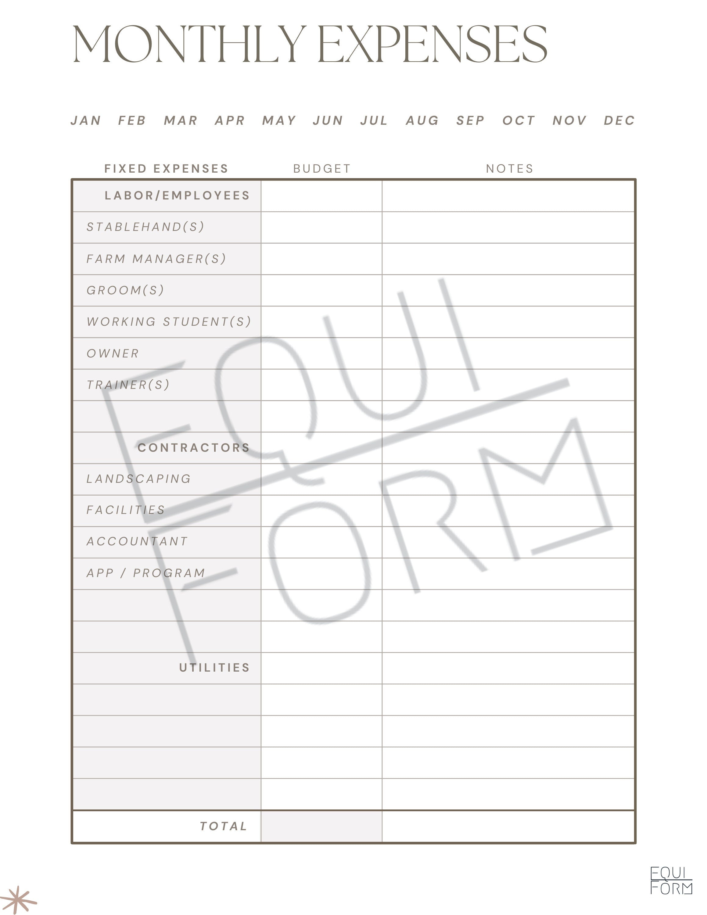 Equine Barn Management Planner 2026-2028