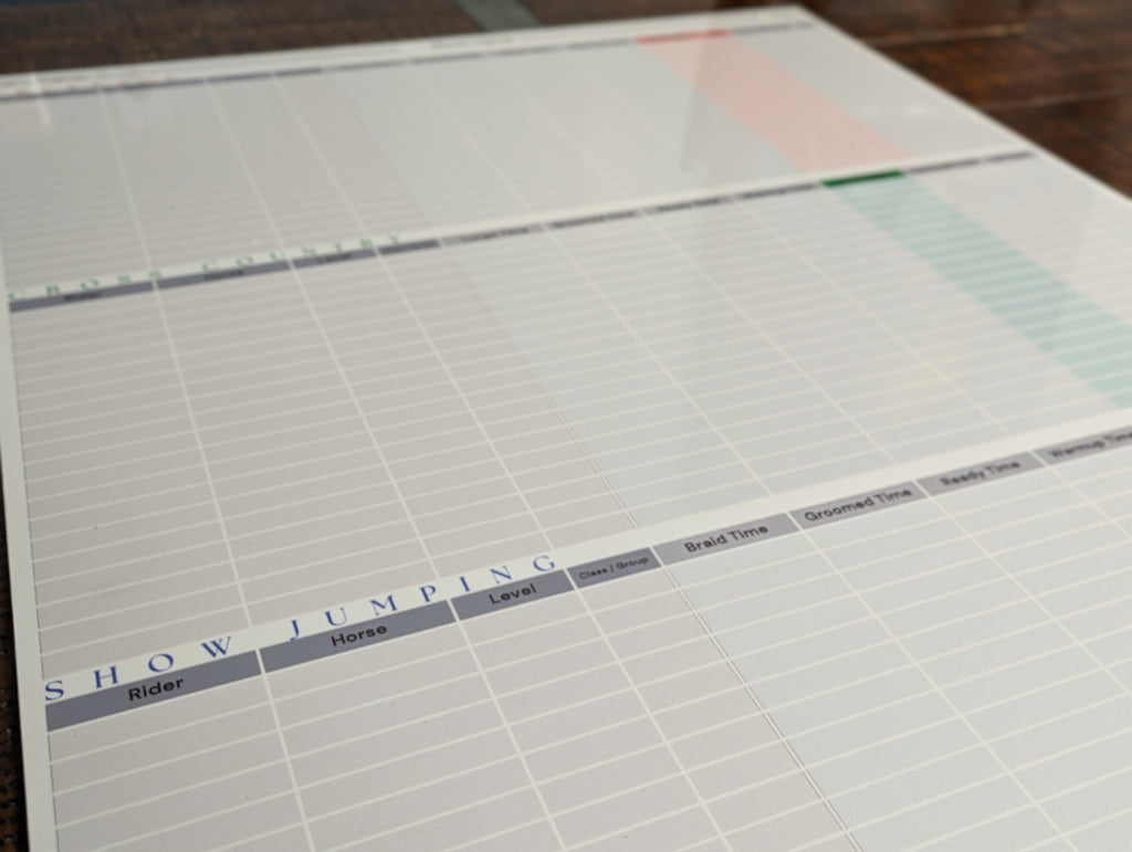 Deluxe 3-Day Event Ride Times Dry Erase Whiteboard