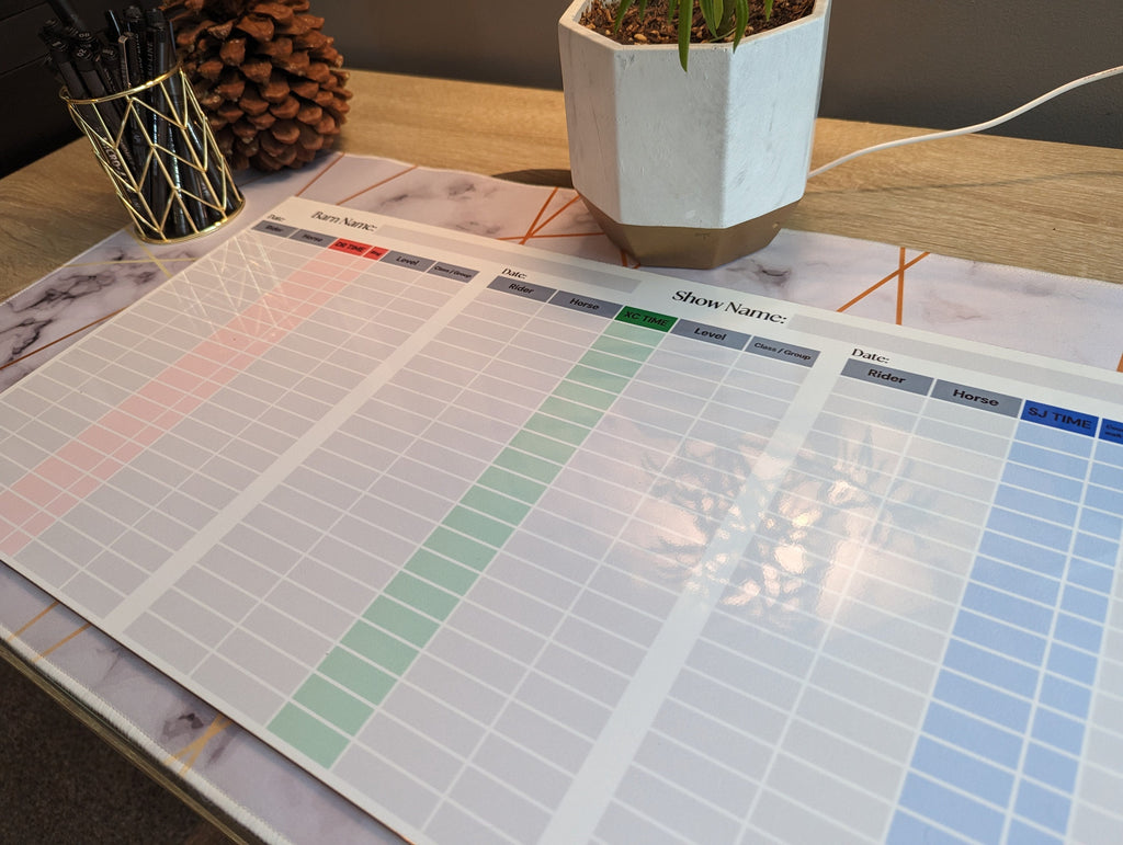 Eventing Ride Times Dry Erase Whiteboard