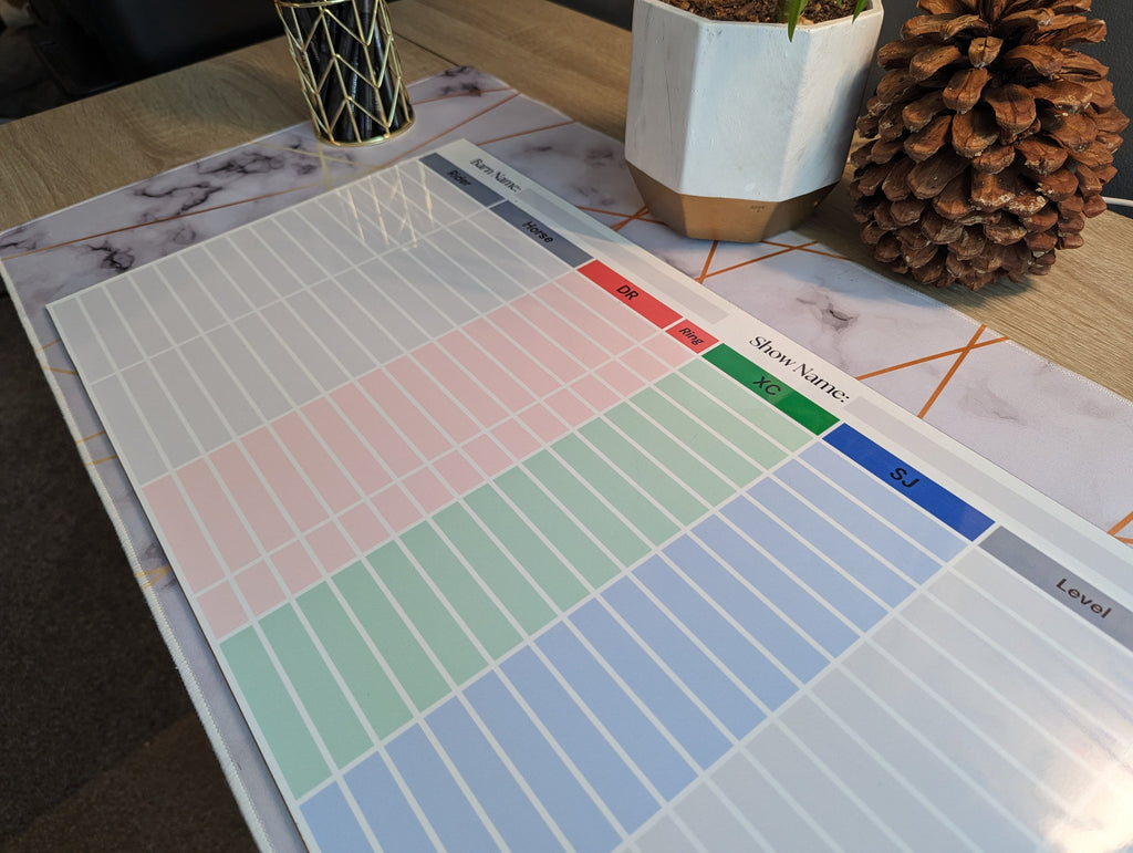 Eventing Ride Times Dry Erase Whiteboard