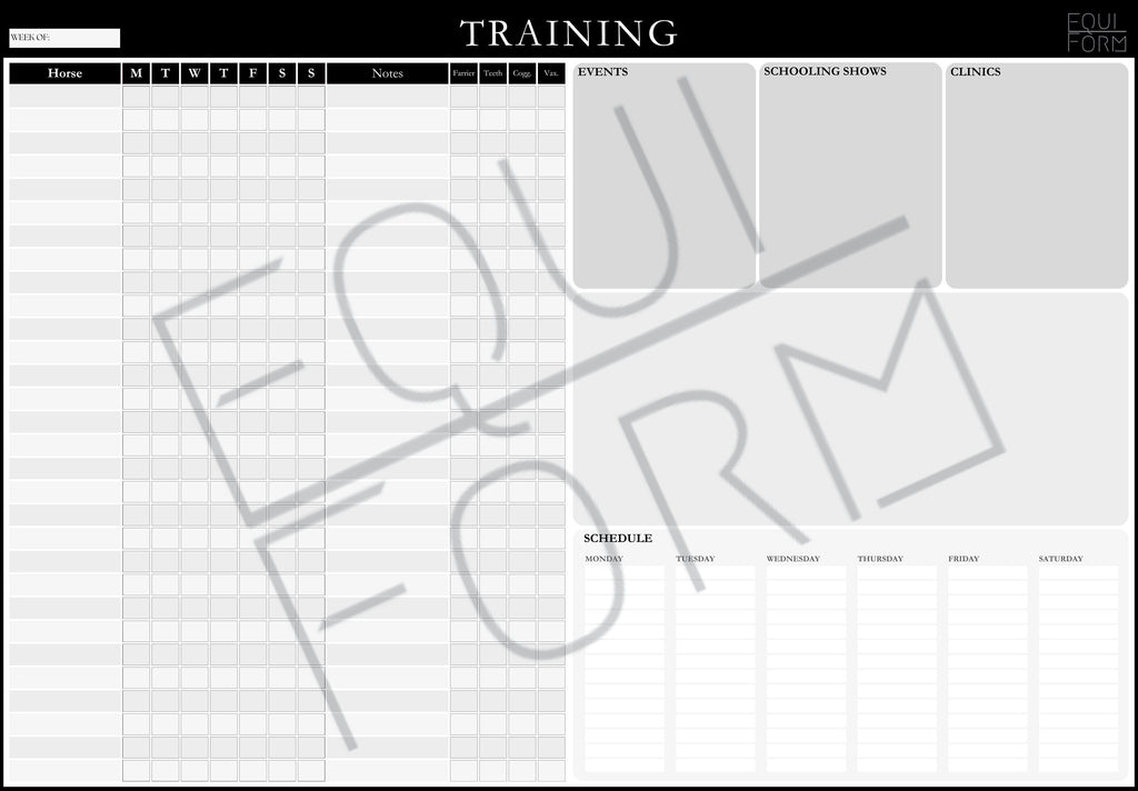 Equestrian Training Program Dry Erase Whiteboard