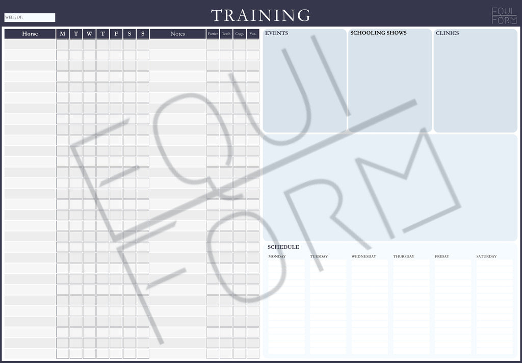 Equestrian Training Program Dry Erase Whiteboard